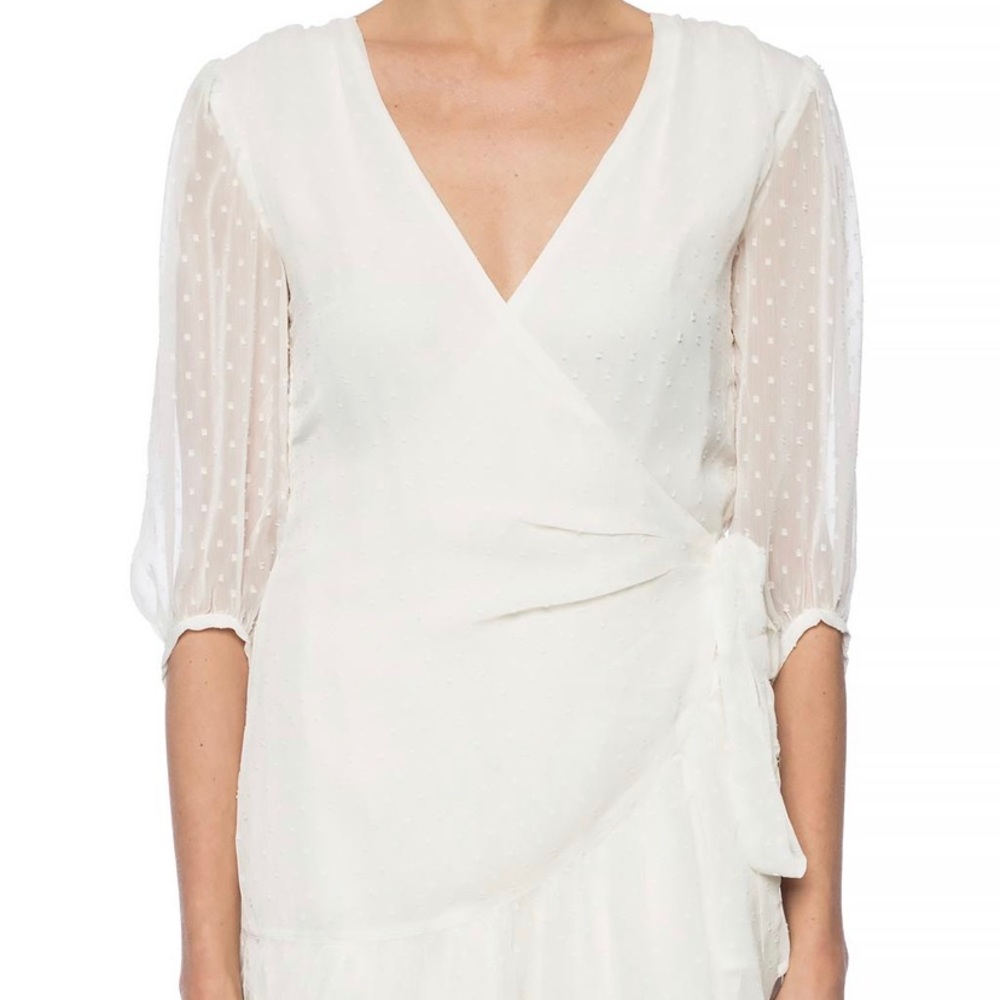 All saints white wrap ruffle Jade dress. Worn 1X